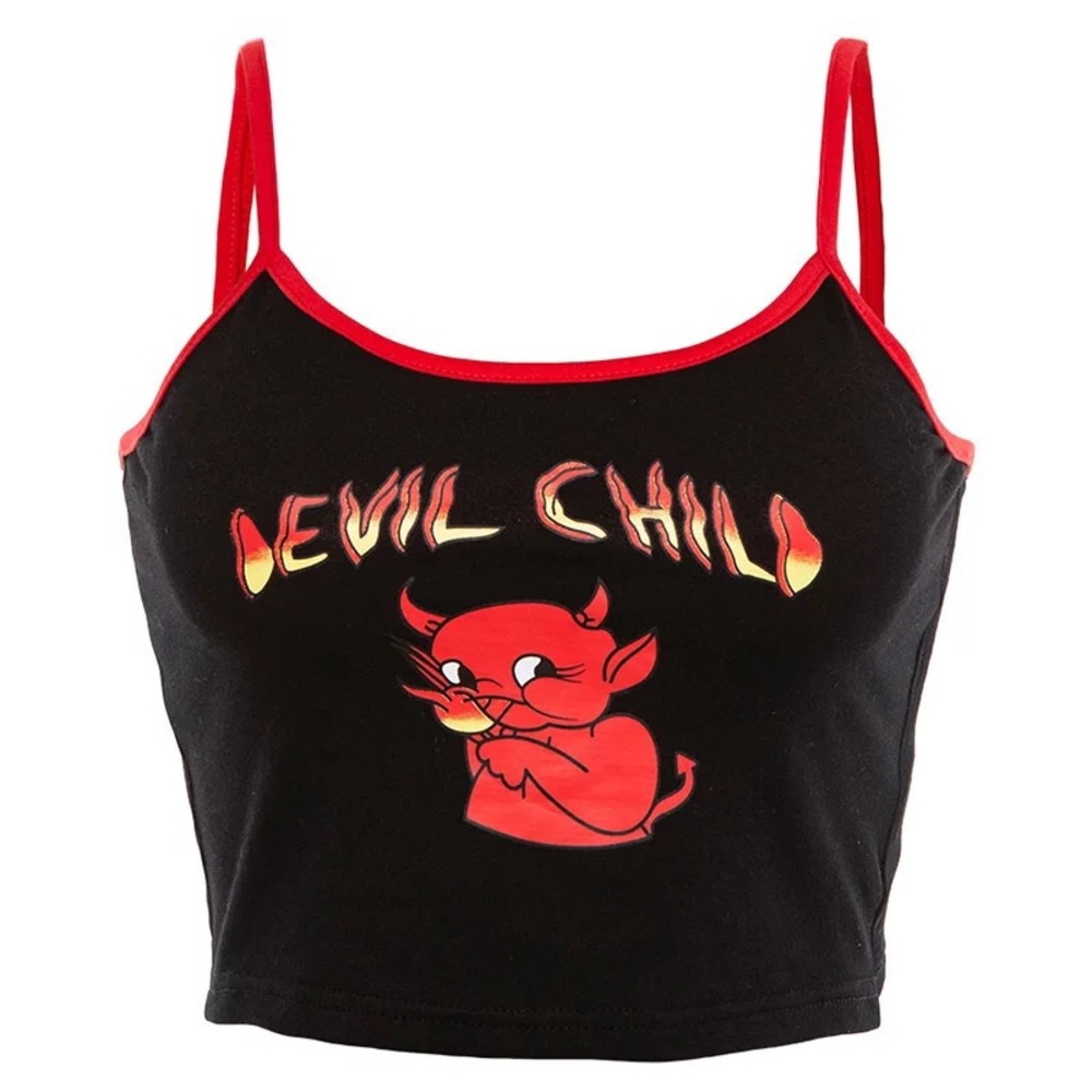 👹 devil child red black crop top tank cami 👹 - Picture 4 of 4